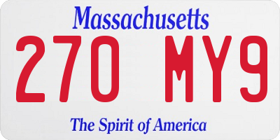 MA license plate 270MY9