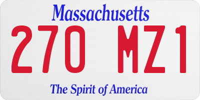 MA license plate 270MZ1