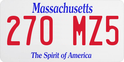 MA license plate 270MZ5