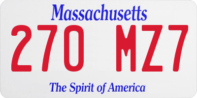 MA license plate 270MZ7