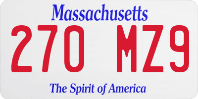 MA license plate 270MZ9