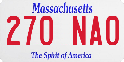 MA license plate 270NA0
