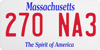 MA license plate 270NA3