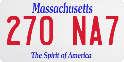MA license plate 270NA7