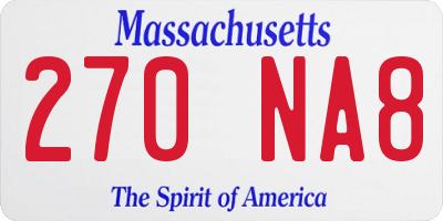 MA license plate 270NA8