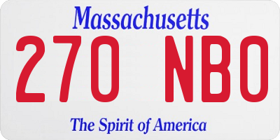 MA license plate 270NB0