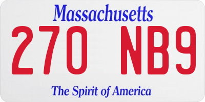MA license plate 270NB9