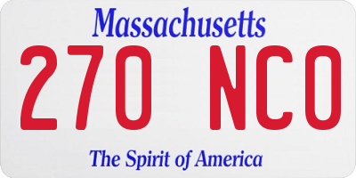 MA license plate 270NC0