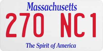 MA license plate 270NC1