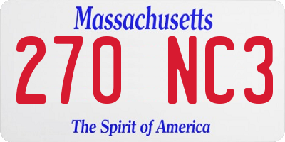 MA license plate 270NC3