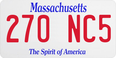 MA license plate 270NC5