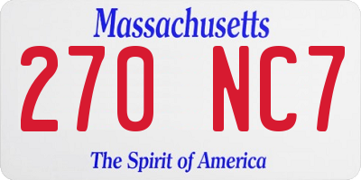 MA license plate 270NC7