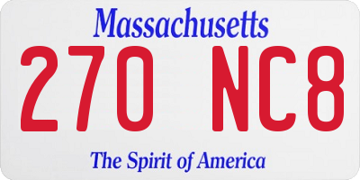 MA license plate 270NC8