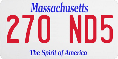 MA license plate 270ND5
