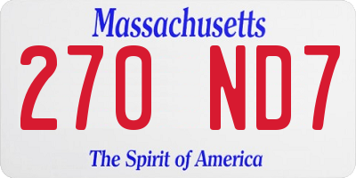 MA license plate 270ND7