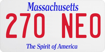 MA license plate 270NE0