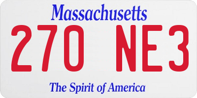 MA license plate 270NE3