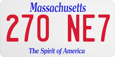 MA license plate 270NE7