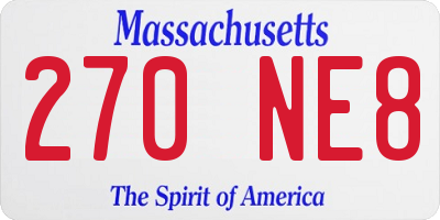 MA license plate 270NE8
