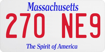 MA license plate 270NE9