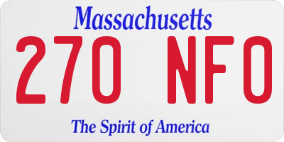 MA license plate 270NF0