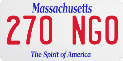 MA license plate 270NG0