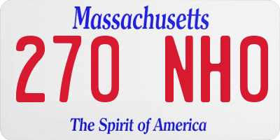 MA license plate 270NH0