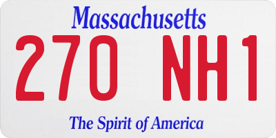 MA license plate 270NH1