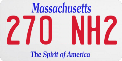 MA license plate 270NH2