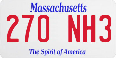 MA license plate 270NH3