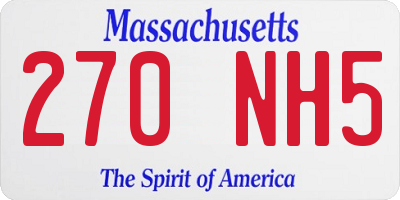 MA license plate 270NH5