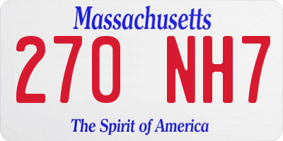 MA license plate 270NH7