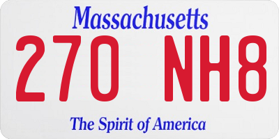 MA license plate 270NH8