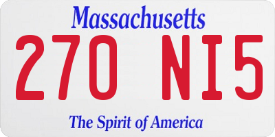 MA license plate 270NI5