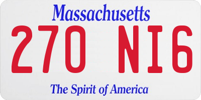 MA license plate 270NI6