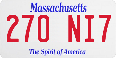 MA license plate 270NI7