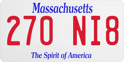 MA license plate 270NI8