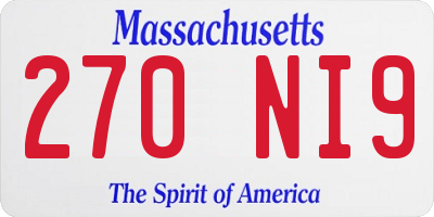 MA license plate 270NI9
