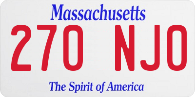 MA license plate 270NJ0