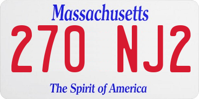 MA license plate 270NJ2