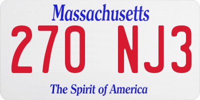 MA license plate 270NJ3