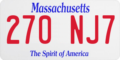 MA license plate 270NJ7