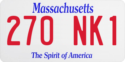 MA license plate 270NK1
