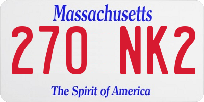 MA license plate 270NK2