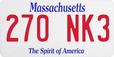 MA license plate 270NK3