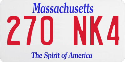 MA license plate 270NK4