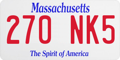 MA license plate 270NK5