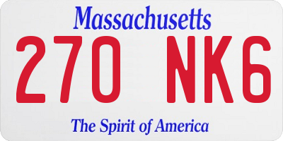 MA license plate 270NK6