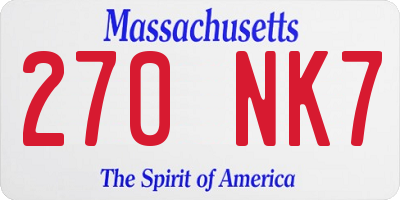 MA license plate 270NK7