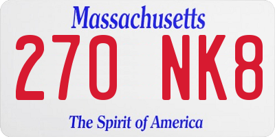MA license plate 270NK8